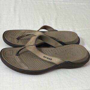 Crocs Sandals Thong Slip On Comfort Lightweight Beige Women's Size 8 Gently Used